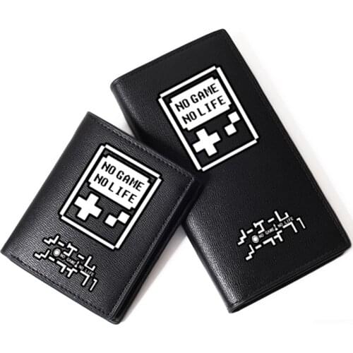 High Quality Anime NO GAME NO LIFE PU Leather Women Long Purse Cartoon Carteira Feminina Men Short Wallet Fashion ID Card Holder