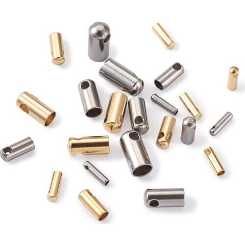 1Box Stainless Steel Cord Ends Crimp Clasps Cords End Cap Jewelry Leather Cord Bracelet Necklace Making DIY Jewelry Findings