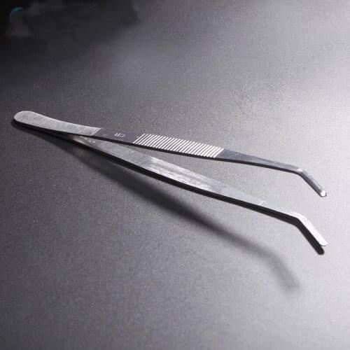 10 pieces/pack Elbow Stainless Steel Sweezers with Tooth Laboratory Clip