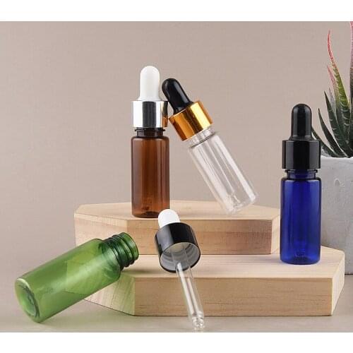 100pcs 15ml Empty Travel Amber Dropper Mini Plastic Bottle Essential Oil Display Vial Small Serum Perfume Brown Sample container