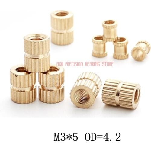 2019 Limited Decor Wood Furniture 100pcs/lot Brass Insert M3*5 Od=4.2 Through Thread Nut / Knurled Nuts For Injection Moulding