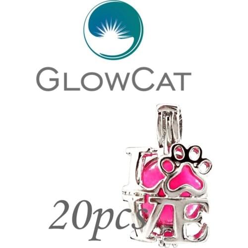 20x KK642 Silver Love Cat Claw Print Beads Cage Essential Oil Diffuser Aromatherapy Pearl Cage Locket Pendant Jewelry Making