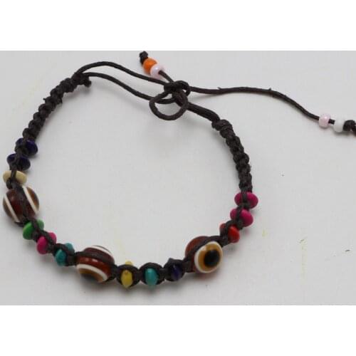 5/10 Pcs Brown Eye Braided String Ethnic Bracelets Lucky Eye Bead Success