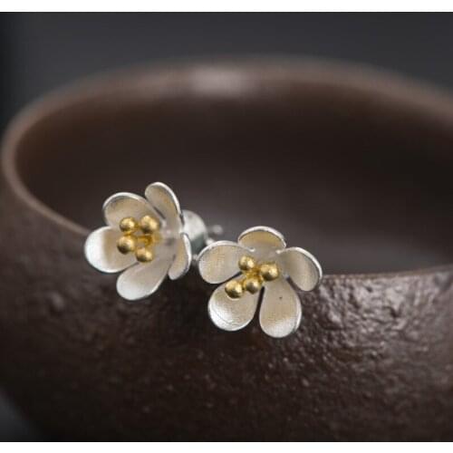 925 sterling silver ethnic style plum simple design earrings