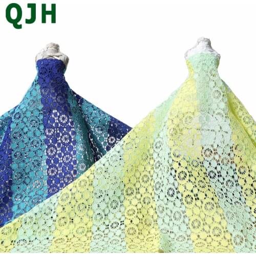 African Lace Fabric 2019 Double Color Embroidered Nigerian Laces Fabrics 1 Yard High Quality Cotton&Polyester Tulle Party Dress