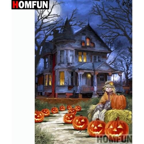 HOMFUN Full Square/Round Drill 5D DIY Diamond Painting "Castle pumpkin" Embroidery Cross Stitch 5D Home Decor Gift A13863