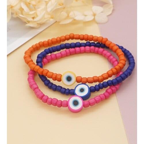 Go2Boho Multicolor Turkish Evil Eye Bracelet Charms Beaded Braclet For Women Trendy Glass Beads Bracelets Lucky Eye Jewelry