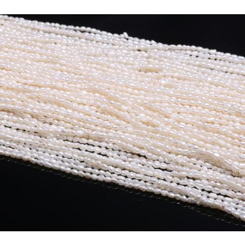 White Natural Freshwater Pearl Beads High Quality Rice Shape for DIY Necklace Bracelet Jewelry Making 2.0-2.3mm