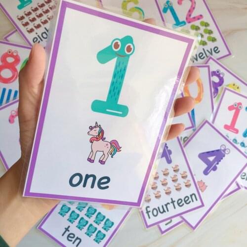29pcs English Digital Card Math Flash Cards Learning Numbers O-100 Words Early Educational Math Toy for Children