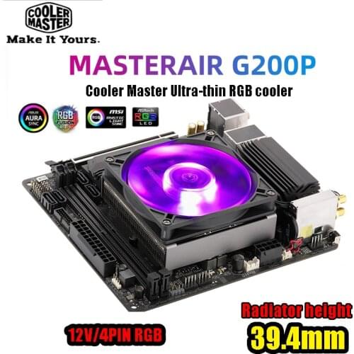 Cooler Master G200P Ultra-thin CPU Cooler M-ATX Mini case HTPC heatsink For Intel 115x AMD AM4 AM3 92mm RGB fan quiet