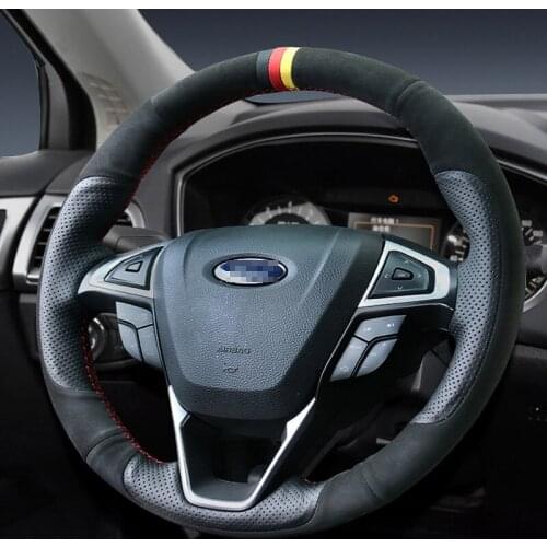 For Ford MONDEO Edge Taurus Escort leather Hand stitch steering wheel cover Safe Non-Slip Soft Wear Resisting grip cover