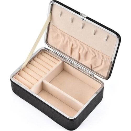 Travel jewelry packing box cosmetic makeup organizer Jewelry box earrings display rings organizer jewellry casket carrying case