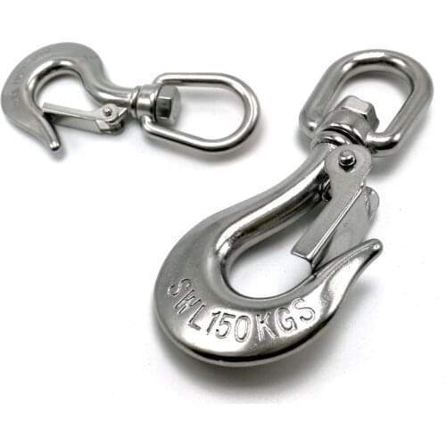 DX-Market Swivel Eye Snap Hook 0.15T 0.35T 0.65T 1T 1.5T ,304 Stainless Steel Cargo Hook With Latch ,J024