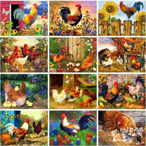 HUACAN Diamond Painting Kit Animal Diamond Embroidery Sale Chicken Pictures Of Rhinestones Mosaic Cross Stitch Decortion
