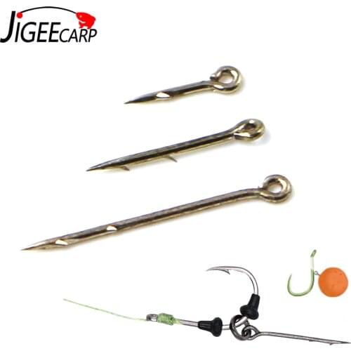 JIGEECARP 10PCS High Carbon Steel Carp Fishing Bait Pin Pop Up Boilie Insert Spike Hook for Hair Rig Terminal Accessories S M L