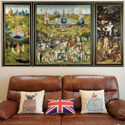 The Garden of Earthly Delights Bosch Hieronymus Oil Painting Canvas Posters and Prints Cuadros Wall Art Pictures For Living Room