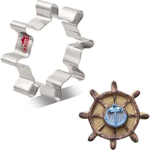 KENIAO Rudder Cookie Cutter - 10 x 10 cm - Nautical Biscuit and Fondant Cutter - Stainless Steel