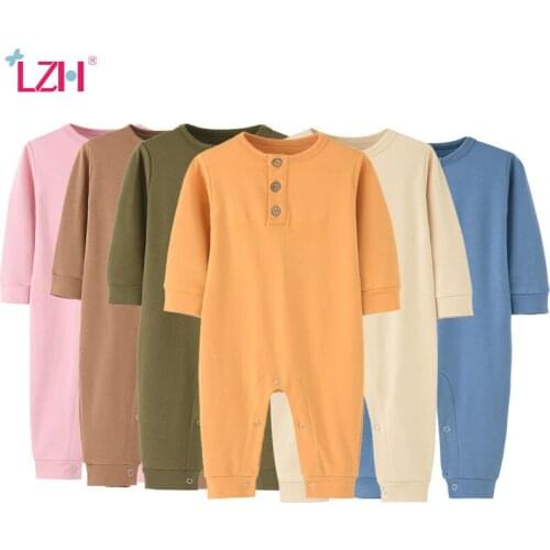 LZH 2021 Spring Summer Soft Long Sleeve Infant Romper Round Neck Casual Toddler Baby Boys Clothes 0-1 Years Infant Kids Jumpsuit