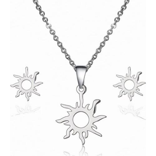 Sun Sunshine Round Honey Necklace Pendant Earrings Jewlery Sets for Women Gift Fahion