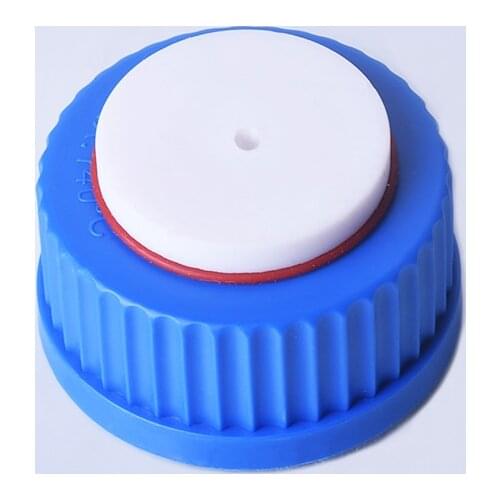 Blue thread cap with 1 holes,GL 45mm,Plastic Screw Cap with threaded bezel ring,Mobile phase liquid bottle cap