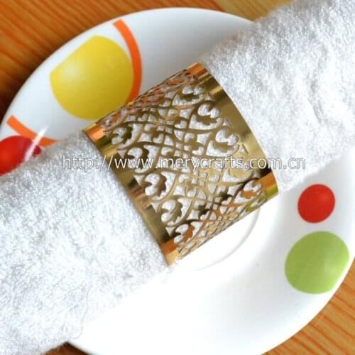 Laser cut customized paper gold napkin rings paper napkin rings for weddings with names