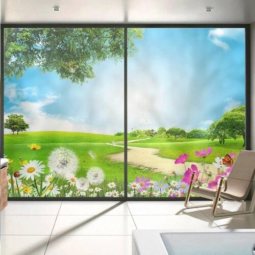 Frosted electrostatic glass film opaque film window grilles custom bathroom window stickers window stickers flower path