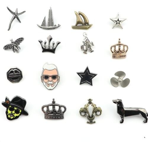 Fashion New Men Brooch Retro Golden Crown Glasses Tobacco Pipe Guitar Leaves Pins Collar Suit Breastpin Pin Mens Suit Dressup