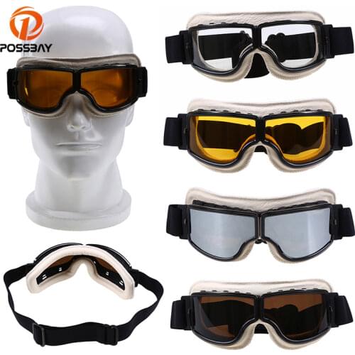 POSSBAY Motorcycle Goggles Windproof Punk Ski Cycling Glasses Motocross Snowboard Sunglasses Men Motorbike Sport Goggles
