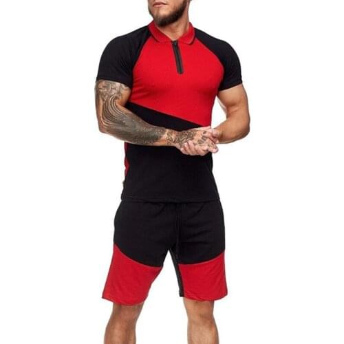 Mens Tracksuit Summer Men Running Sets casual Sweatsuit Clothing Sportswear Set Fitness short-sleeved T-shirt shorts 2-piece