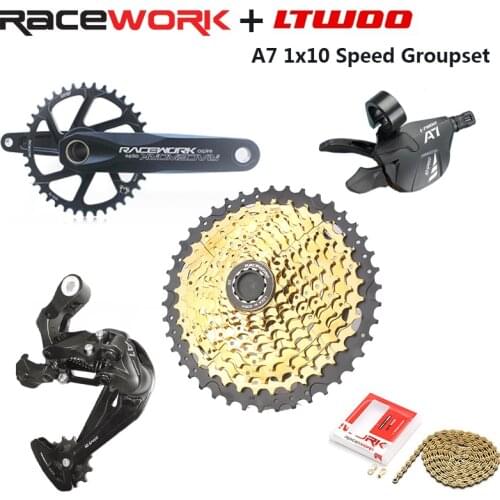 LTWOO A7 10 Speed Groupset Shifter + Rear Derailleur + RACEWORK Crankset 32-38T + 10S Cassette 42-50T + Gold Hollow Chain