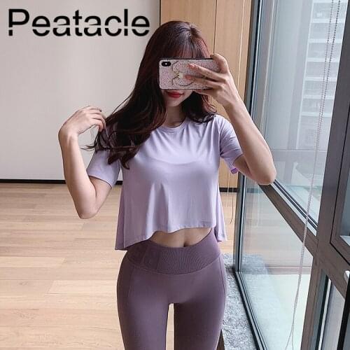 Peatacle Sexy Sports T-shirt Women Loose and Thin Quick Dry Running Blouse Fitness Yoga Top