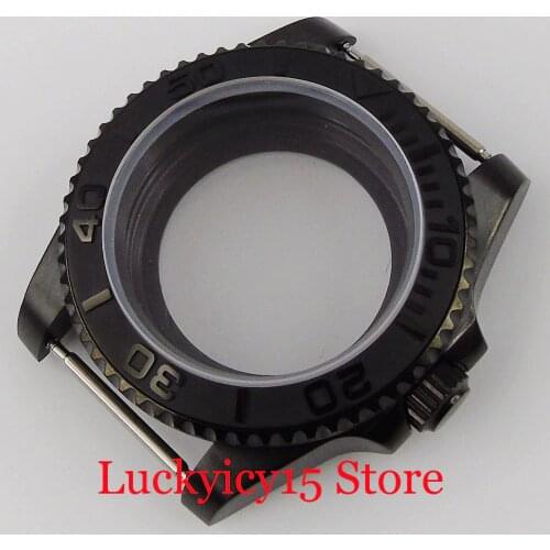 Fit NH35 NH35A NH36 ETA 2836 MIYOTA 8215 Movement 40mm Black Watch Case Seeing-through Backcover Brushed Bezel Insert