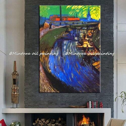 Hand Painted Vincent Van Gogh Reproduction Famous Oil Paintings On Canvas Women Washing On A Canal Wall Pictures For Home Decor