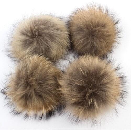 4pcs 13 15cm Natural Animal Hairball Hat Ball Pom Pom Handmade Artificial Wool Ball Wholesale Cap Accessories PomPom With Buckle