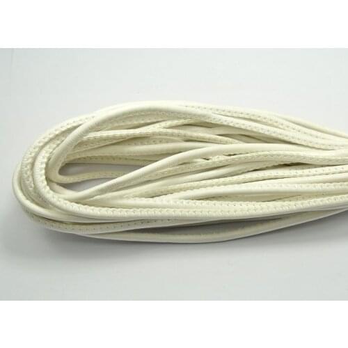 5 meter 5mm Jewelry Cord Decorative Accessories White Stitched Round Soft Synthetic Leather String