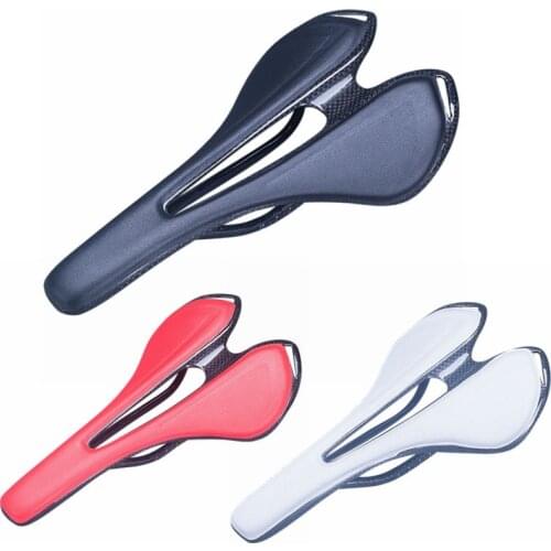 Super Light 118g Carbon +Leather saddle Bicycle SaddleCushion Road/MTB Bike Seat Mat 270/143mm Cycling Parts White Black Red