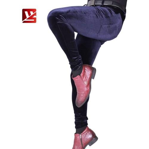 MEISE Warm Sexy Men Pencil Pants Shiny Broadcloth Tight Pants Elastic Homme Pencil Pants Stage Slim Trousers Leggings NK42