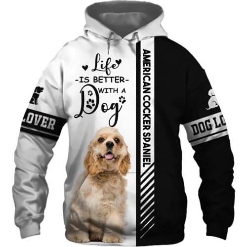 American Cocker Spaniel 3D Printed Hoodie For Men/Women Harajuku Fashion Animal hooded Sweatshirt Casual Jacket Pullover