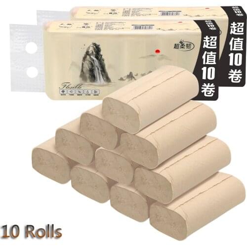 Bamboo Pulp Toilet Roll Paper Skin-friendly Hand Towels Coreless Toilet Paper Home Bath Kitchen Tissue Roll 10 Rolls 4 Layers