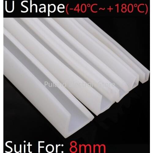 U Shape Seal Strip 8mm Channel Silicone Rubber Wrap Slid Window Car Door Shower Frameless Glass Edge Weatherstrip Soft Protect
