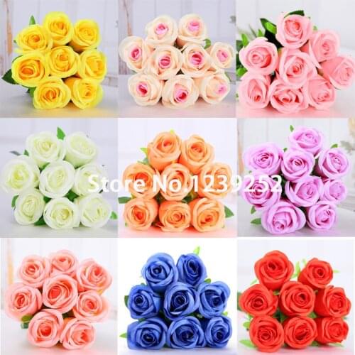 Yoshiko 8Pcs Wedding Decoration Rose Artificial Flowers fake flowers DIY home table Party Sending Roses Silk Flower Bouquet