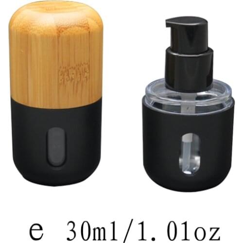 1.01oz 30ML Natural Bamboo Emulsion/Lotion Pump Bottle, Empty Plastic Foundation Refillable Container, Cosmetic Blusher Packages