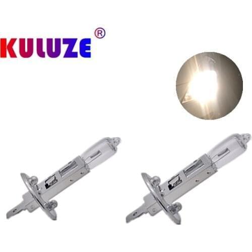 KULUZE 10PCS H1 12V 55W White Clear Quartz Glass Car Lights Headlight Auto Halogen Bulbs High Beam Head Lamps