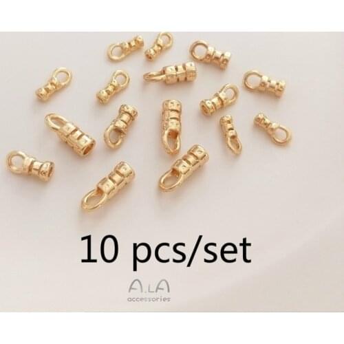 10 Pcs/set Universal Clipped Button 14K Gold Chain Buckle Leather Rope Steel Wire Closing Bag Buckle DIY Jewelry Accessories