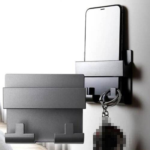 2pcs Paste Style Mobile Phone Charging Holder Bracket For IPhone Keyring Wall Mount Stand Practical Wall Shelf Hotel Universal