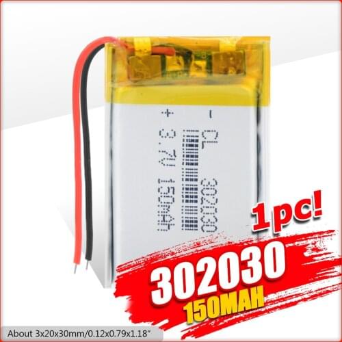 3.7V Lipo 302030 150mAh Lithium For Headset MP3 Smart Bracelet Lithium Polymer Battery For Recording Pen bluetooth-compatible