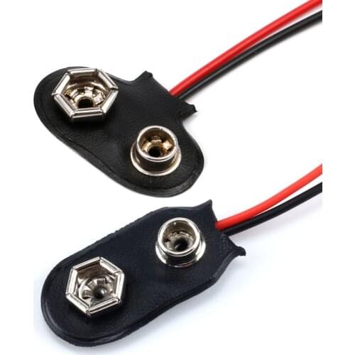 5pcs 9V Battery Clips Snap Connector 15cm Black Red Cable Connection Buckle