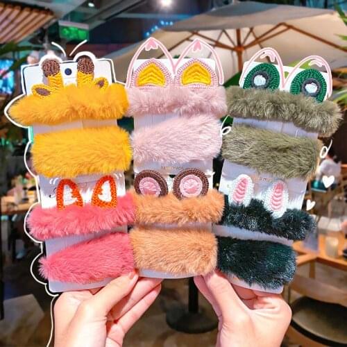 WYINYA Cartoon hair accessories plush hairpin hair ring girl heart bracelet dual-use cute head rope headdress rabbit ears