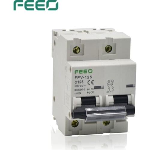 FEEO 2P 125A DC 800V Circuit breaker Solar energy Circuit breaker FOR PV System C curve MCB CE Certificate