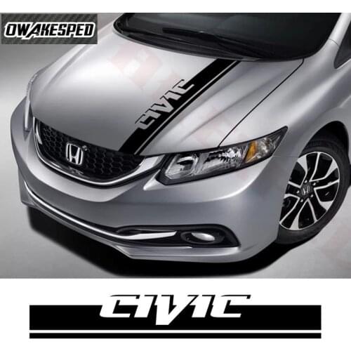 Car Bonnet Engine Cover Stripes For-Honda Civic TYPE R Sedan Hatchback Auto Hood Lids Decor Sticker Racing Sport Vinyl Decal